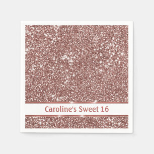 Serviette En Papier Faux Rose Parties scintillant or Texture Look & Cu