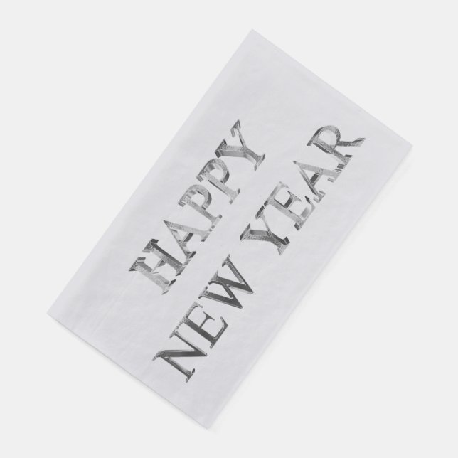 Serviette En Papier Faux Silver Grey Typographie Joyeux Nouvel An Napk (Coin)