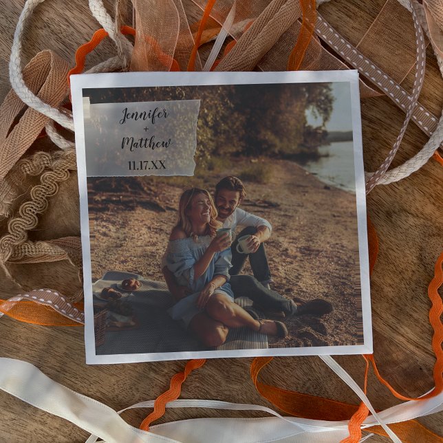 Serviette En Papier Faux Vellum Photo Overlay Mariage personnalisé (Créateur téléchargé)