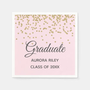 Serviette En Papier Faveur de remise de diplôme Confetti Rose Pâle Pai