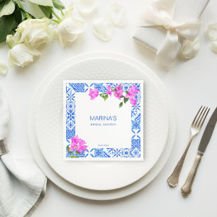 Serviette En Papier Faveurs de douche de mariée Carreaux bleus Bougain