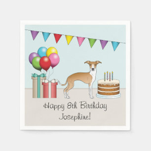 Serviette En Papier Fawn et blanc Anniversaire coloré de l'Italian Gre