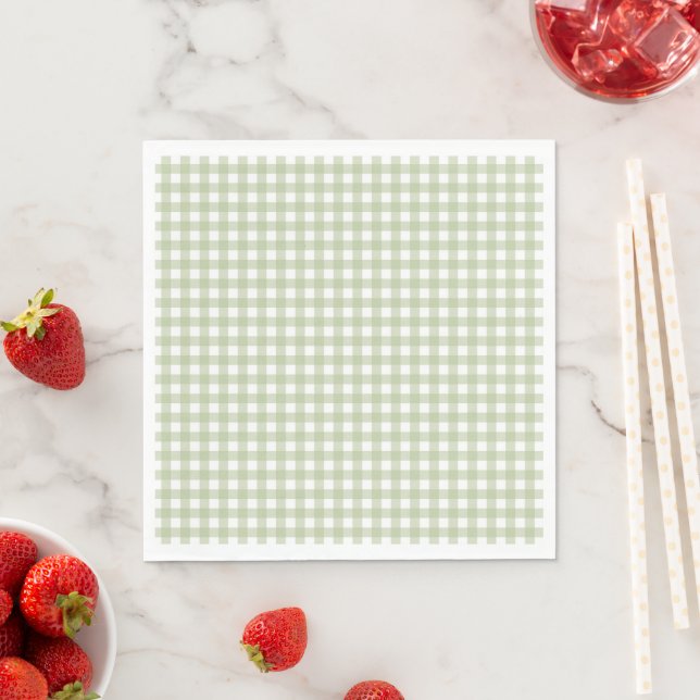 Serviette En Papier Faye et Lauren Automne En vichy vert clair (En situation)