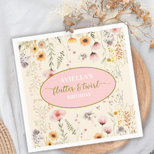 Serviette En Papier Fée de fantaisie Fleur sauvage papillonne et tourn