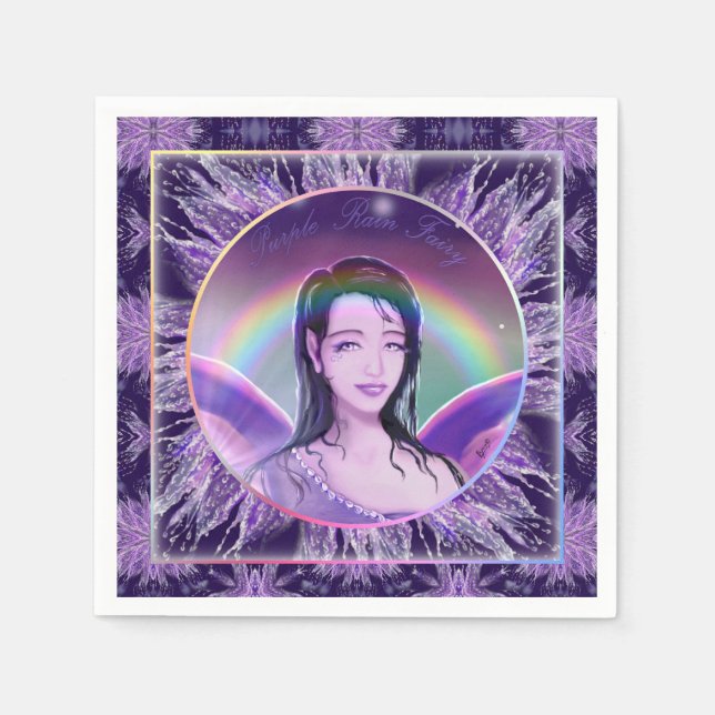 Serviette En Papier Fée de pluie violette (Devant)