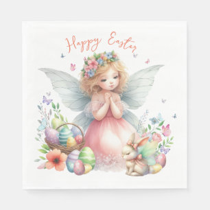 Serviette En Papier Fée de printemps de Pâques à l'aquarelle
