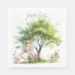 Serviette En Papier Fée de printemps de Pâques à l'aquarelle