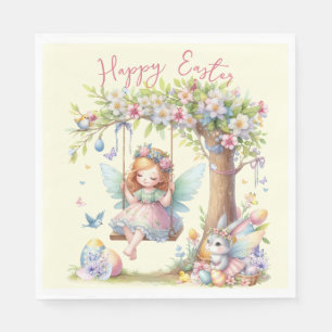 Serviette En Papier Fée de printemps de Pâques à l'aquarelle