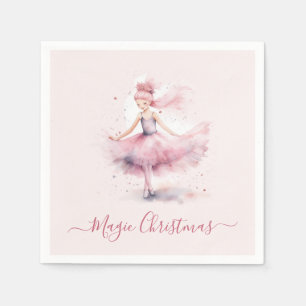 Serviette En Papier Fée de prune rose de Noël