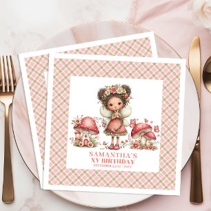 Serviette En Papier Fée Douce Anniversaire Rose Floral Fard à Joues Fê