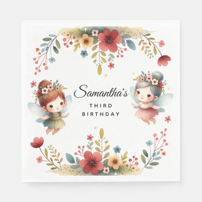 Serviette En Papier Fée enchantée Jardin Fille fête d'anniversaire (Devant)