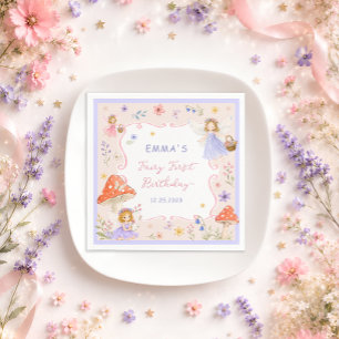 Serviette En Papier Fée Fantaisiste Fleur Sauvage Premier 1er Annivers