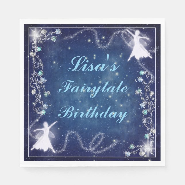 Serviette En Papier Fée Magique Bleu étoile Nuit Anniversaire (Devant)