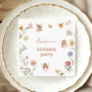 Serviette En Papier Fée Pastel Filles des Fleurs Sauvages Anniversaire