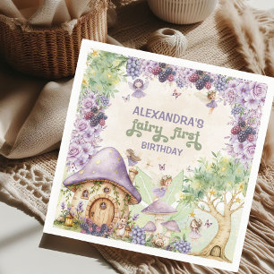 Serviette En Papier Fée Violette Première Baie Premier Anniversaire