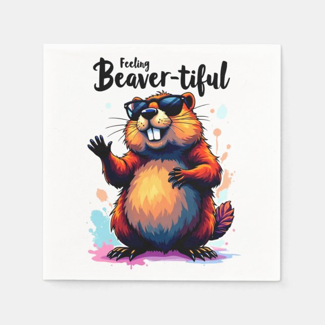 Serviette En Papier Feeling Beaver-tiful - Funny Beaver Graphic (Devant)