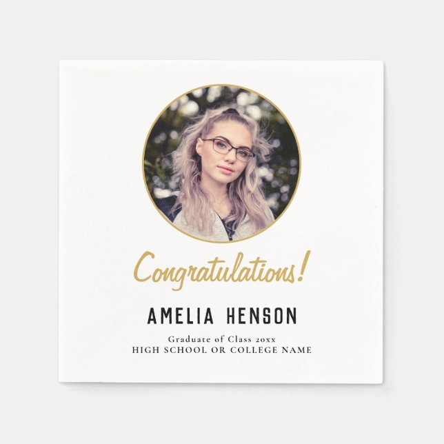 Serviette En Papier Félicitations à la fête des diplômés en photo (Devant)