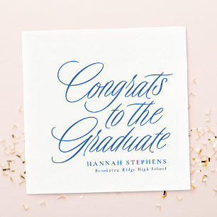 Serviette En Papier Félicitations à la graduation classique bleue dipl