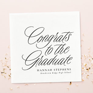 Serviette En Papier Félicitations à la graduation noire classique dipl
