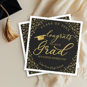 Serviette En Papier Félicitations à nos serviettes de graduation noir 
