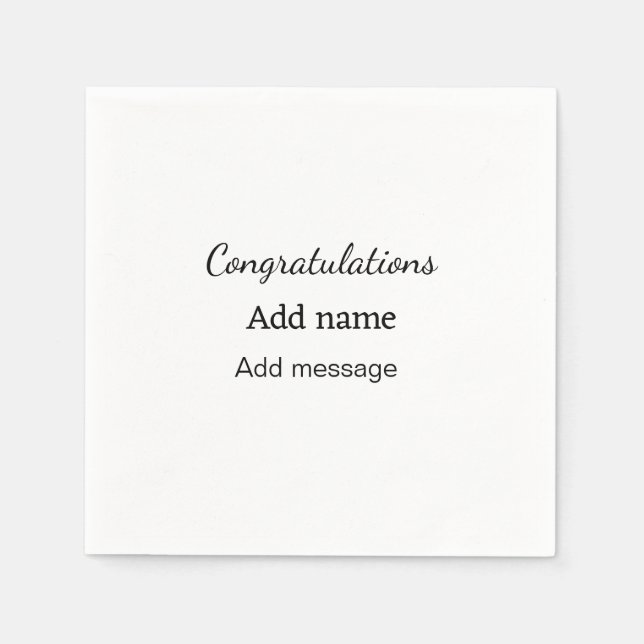 Serviette En Papier Félicitations ajouter un message de nom simple dip (Devant)