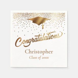 Serviette En Papier Félicitations au diplômé, promotion de l'or sur fo