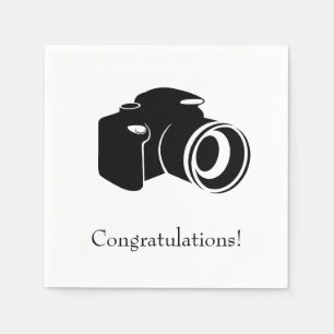 Serviette En Papier Félicitations aux caméras en noir et blanc