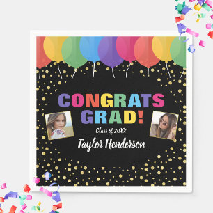 Serviette En Papier Félicitations Ballons de Graduation Confetti Grad 
