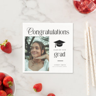 Serviette En Papier Félicitations Chic Moderne Photo de Diplômé Gradua