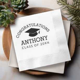 Serviette En Papier Félicitations Diplômé Cap noir