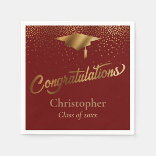 Serviette En Papier Félicitations Diplômé, Classe de Bourgogne d'Or
