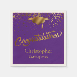 Serviette En Papier Félicitations Diplômé, Classe d'or et de violet