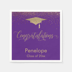 Serviette En Papier Félicitations Diplôme d'or Purple