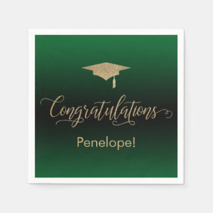 Serviette En Papier Félicitations Gold Parties scintillant Green et B