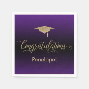 Serviette En Papier Félicitations Gold Parties scintillant Purple Blac