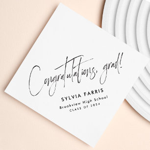 Serviette En Papier Félicitations grad simple diplôme noir