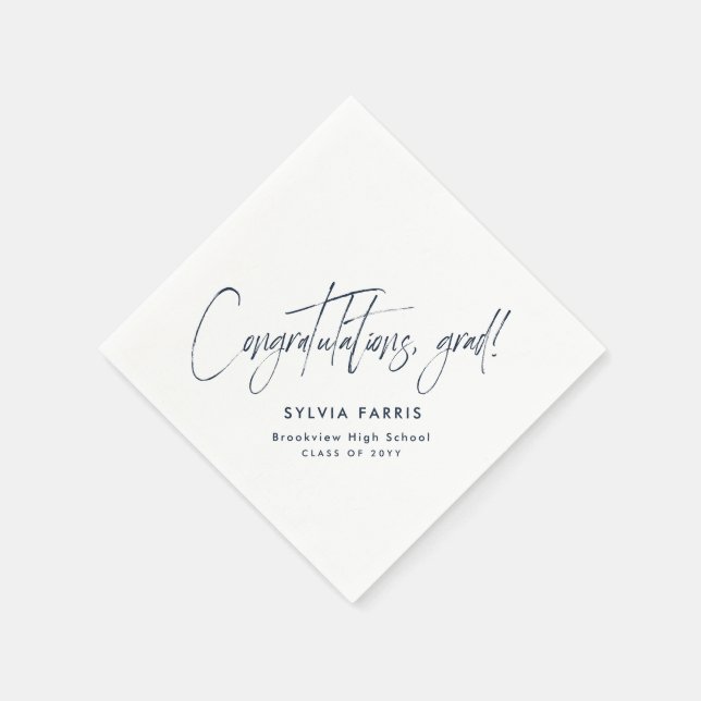 Serviette En Papier Félicitations grad simple marine bleu graduation (Coin)