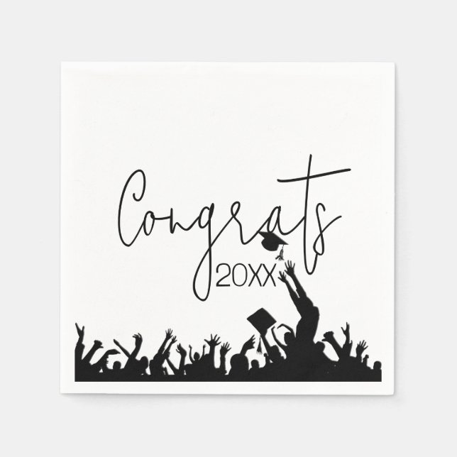 Serviette En Papier Félicitations Pour Diplôme Avec Casquette Aéroport (Devant)