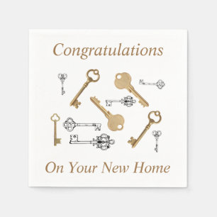 Serviette En Papier Félicitations pour votre nouvelle maison CLÉS