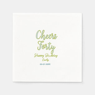 Serviette En Papier félicitations quarante nom vert bleu pastel annive