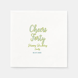 Serviette En Papier félicitations quarante nom vert bleu pastel annive