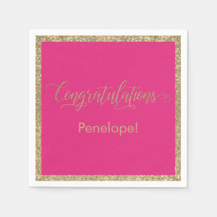 Serviette En Papier Félicitations Typographie Parties scintillant or r