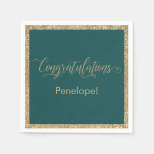 Serviette En Papier Félicitations Typography Gold Parties scintillant 