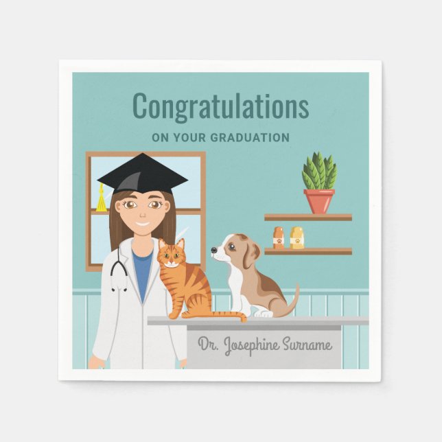 Serviette En Papier Félicitations Vétérinaire Vet DVM Graduation (Devant)