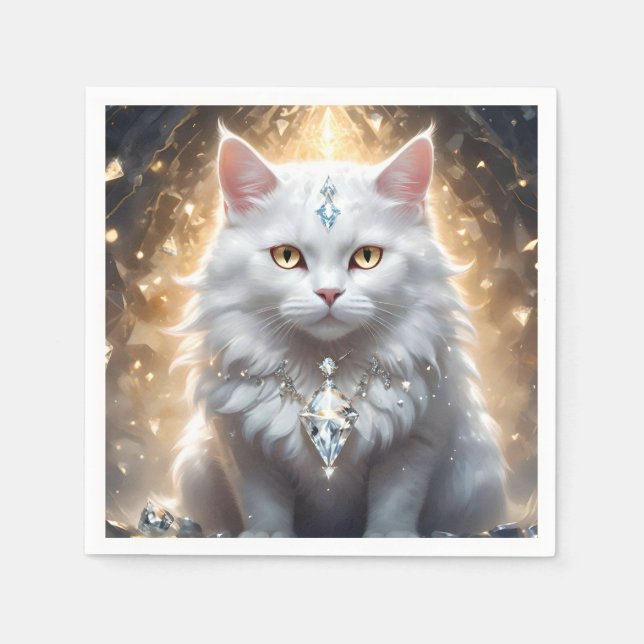 Serviette En Papier "Feline Fortune : Le Diva Déchiré De Diamant" (Devant)