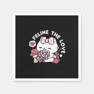 Serviette En Papier Feline the Love - Design de chat de la belle Valen