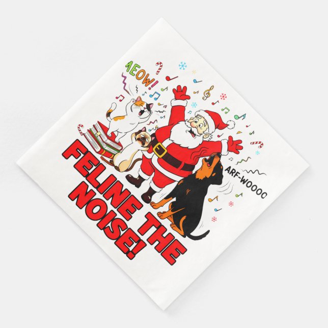 Serviette En Papier Feline the Noise: Santa’s Musical Mayhem (Coin)