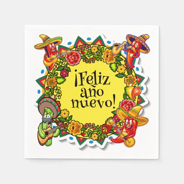 Serviette En Papier Feliz Ano Nuevo - Bonne année espagnole (Devant)