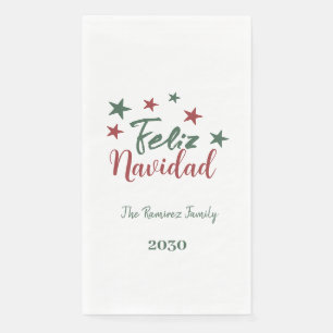 Serviette En Papier Feliz Navidad Famille de Noël moderne