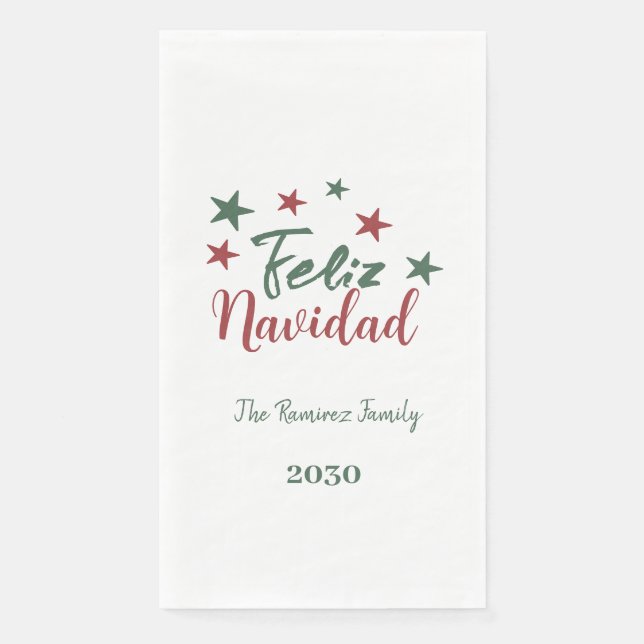 Serviette En Papier Feliz Navidad Famille de Noël moderne (Devant)
